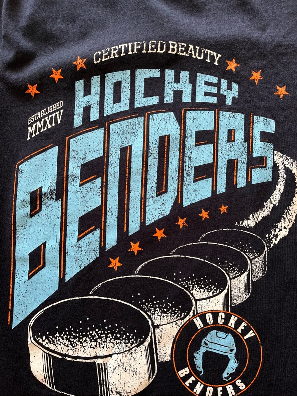 Hockey Benders Retro Puck Navy T-Shirt